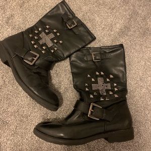 Studded cross Riding Boots